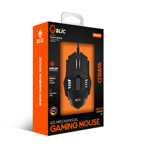 Blic Bwm7 Rgb Kablolu Oyuncu Mouse | 6 Tuş | 6400Dpı