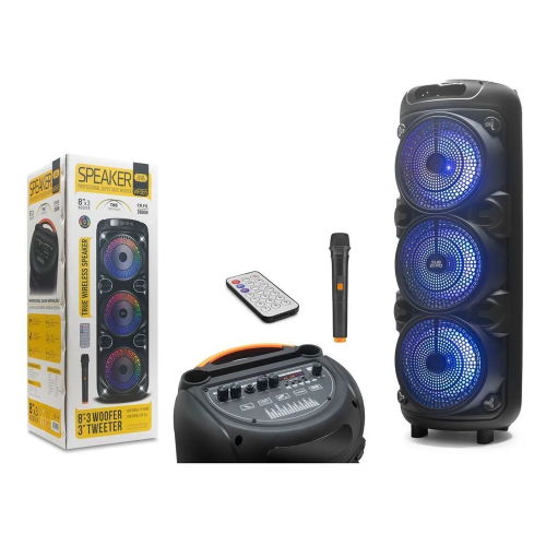 Subzero WR165 Profosyonel Işıklı Kablosuz Mikrofonlu Speaker 8"x3