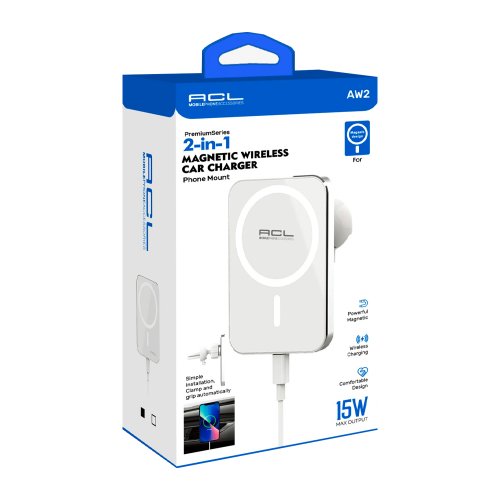 Acl AW2 15W Wireless Magsafe Oto Şarj | Manyetik Telefon Tutucu