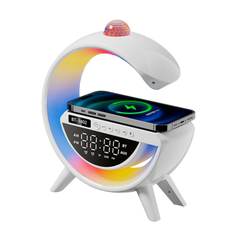 BT-3402 G Şeklinde RGB Bluetooth Speaker | Saatli