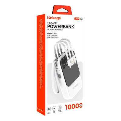 Linkage LKP53 10.000 Mah Kendinden Kablolu Powerbank | Led Gösterge