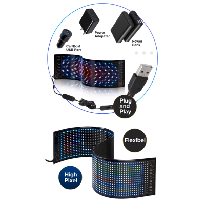 Telefon Kontrollü |Kumandalı | Esnek 10W Led Matrix Panel |16x64