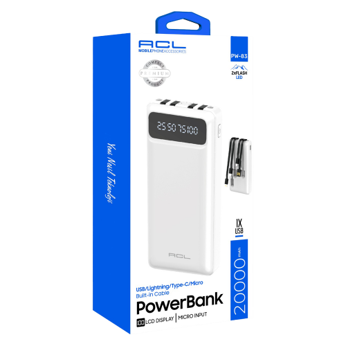 Acl Pw83 20.000 Mah 4lü Kablolu Powerbank