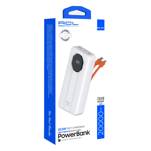 Acl Pw107 20.000 Mah 2 Kablolu Lcd Powerbank