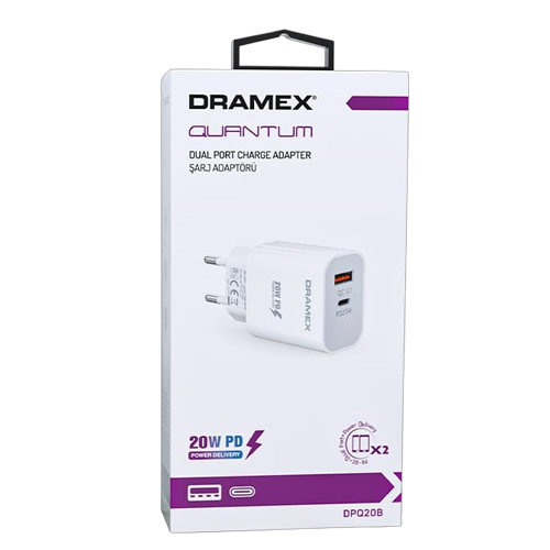 Dramex DPQ20B 20W Type-C Giriş | 3.0A Usb Giriş Şarj Başlık