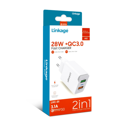 Linkage LHC-01 3.1 Amper 28w QC3.0 Hızlı 2xUsb Ev Başlık