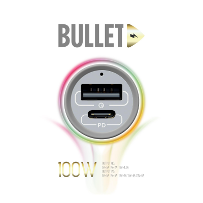 Powerway Bullet Pd 5A| Usb  Araç Şarj Başlık | 100W