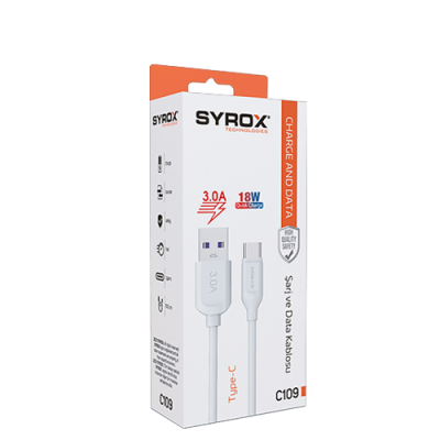 Syrox Syx-C109 Type-C 3.0 Amper 18w Hızlı Eco Kutu Usb Kablo