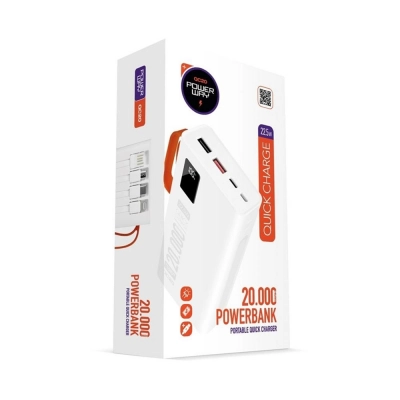 Powerway QC20 20000 mAh 22.5W PD Kablolu Powerbank Powerway QC20 20000 mAh 22.5W PD Kablolu Powerbank