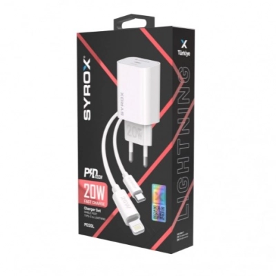 Syrox PD20L Type-C Başlık Giriş | Lightning Kablolu 20w 3.0 Amper Pd Ev Şarj Aleti Syrox PD20L Type-C Başlık Giriş | Lightning Kablolu 20w 3.0 Amper Pd Ev Şarj Aleti