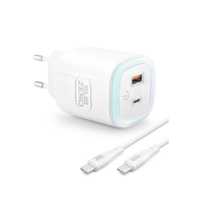 Subzero SG100 30W Gece Lambalı Şarj Cihazı |  USB-A ve USB-C  Çıkış | 60W PD Kablo  Subzero SG100 30W Gece Lambalı Şarj Cihazı |  USB-A ve USB-C  Çıkış | 60W PD Kablo