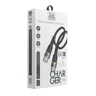Subzero CL13 60W PD Type-C RGB Ledli Örgülü Hızlı Şarj Kablosu Subzero CL13 60W PD Type-C RGB Ledli Örgülü Hızlı Şarj Kablosu