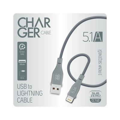 Subzero CL140 5.1A Lightning Hızlı Şarj Data Kablosu  Subzero CL140 5.1A Lightning Hızlı Şarj Data Kablosu