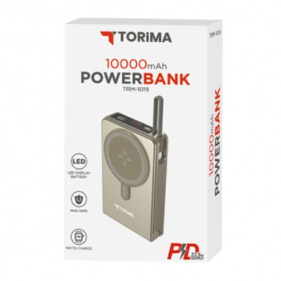 Torima Trm-1019 10000 mAh 22.5W Pd Powerbank | Kablosuz Şarj | LCD Gösterge  Torima Trm-1019 10000 mAh 22.5W Pd Powerbank | Kablosuz Şarj | LCD Gösterge