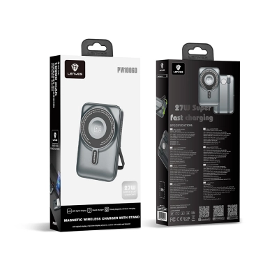 Lenyes PW1006D Dijital LED Ekranlı Standlı Wireless Powerbank 15W 10000mAh Lenyes PW1006D Dijital LED Ekranlı Standlı Wireless Powerbank 15W 10000mAh