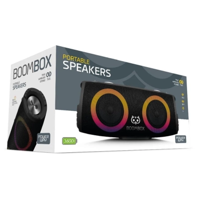 Powerway BoomBox 30W Çift Bass Led Işıklı Bluetooth Speaker  Powerway BoomBox 30W Çift Bass Led Işıklı Bluetooth Speaker