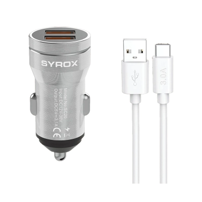 Syrox SC20T Type-c Fast Oto Başlık 3.1A Syrox SC20T Type-c Fast Oto Başlık 3.1A