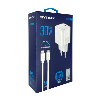 Syrox GAN30L 30W Type-c To Lightning Quick Şarj Syrox GAN30L 30W Type-c To Lightning Quick Şarj