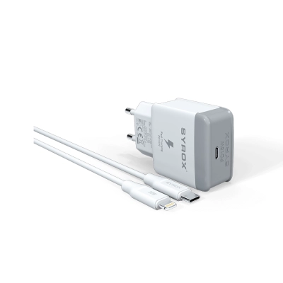 Syrox PD18L Type-C Başlık Giriş | Lightning Kablolu 18 W 3.0 Amper Pd Ev Şarj Aleti Syrox PD18L Type-C Başlık Giriş | Lightning Kablolu 18 W 3.0 Amper Pd Ev Şarj Aleti
