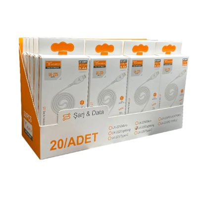 Lucatech LK-225 Lightning 3.4A Şarj Kablosu (20 Adet) Lucatech LK-225 Lightning 3.4A Şarj Kablosu (20 Adet)