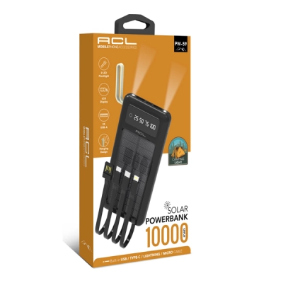 ACL PW59 Güneş Enerjili 10000 Mah  Solar Powerbank | 4 Kablolu ACL PW59 Güneş Enerjili 10000 Mah  Solar Powerbank | 4 Kablolu
