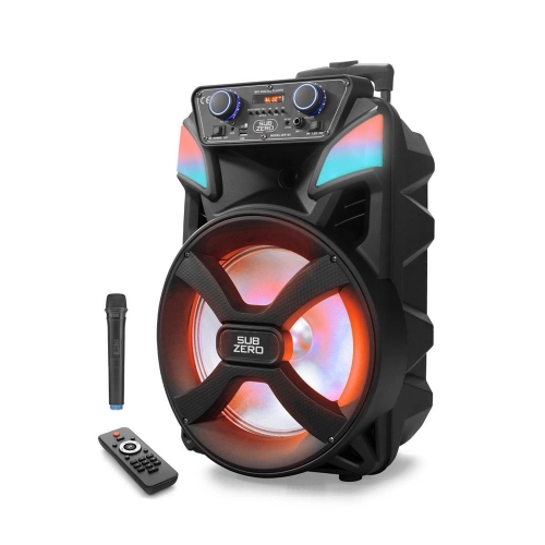Subzero WR169 Profosyonel Işıklı Kablosuz Speaker 12" | Mikrofon | Kumanda Subzero WR169 Profosyonel Işıklı Kablosuz Speaker 12" | Mikrofon | Kumanda