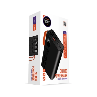 Powerway QC30S 22.5W 30000 mAh PD Kablolu Powerbank Powerway QC30S 22.5W 30000 mAh PD Kablolu Powerbank